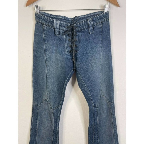 Mink Vox 2 Jeans Vintage RARE from Henry Duarte Y2K Lace Up Bootcut Low Rise - Picture 2 of 10